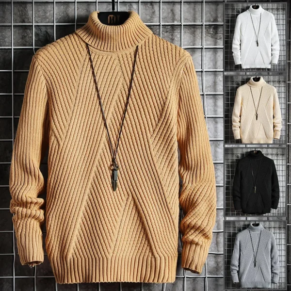 Mens Casual Turtleneck Pullover Sweater - Image 5