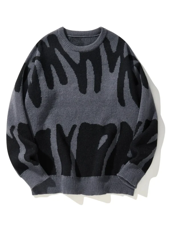 Winter Irregular Jacquard Pattern Pullover Sweater Men