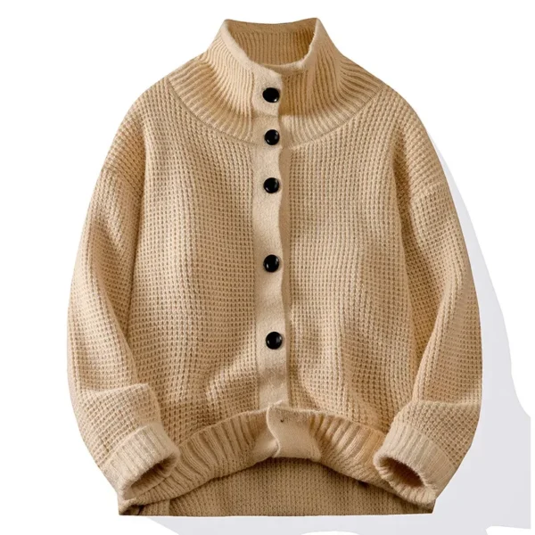 Half Turtleneck Button Up Sweater Coat for Men - Image 4