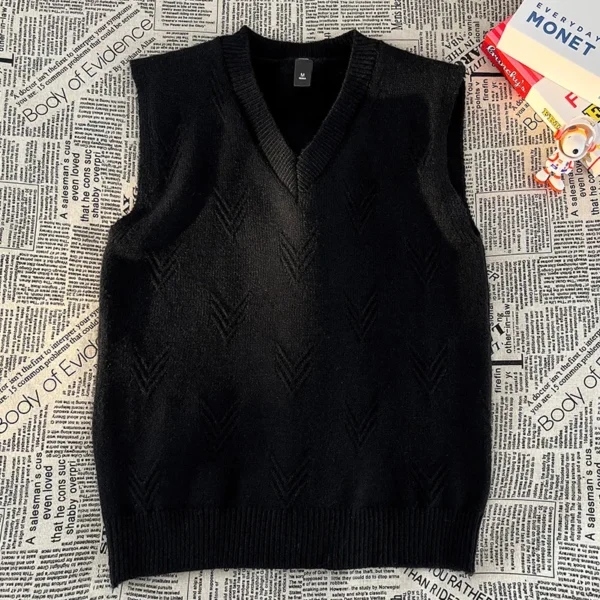 Men's Winter Warm V-Neck Knit Sweater Vests - Image 2