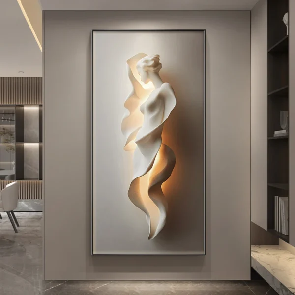 Minimally Abstract Entrance Decoration Painting Wall Lamp Led - Image 3