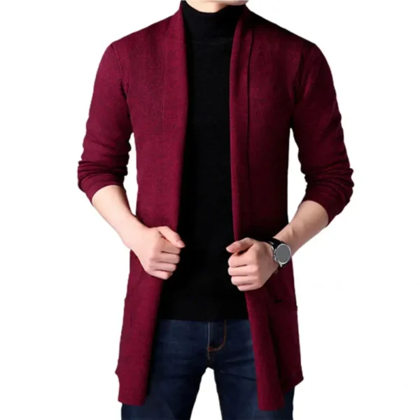 Practical Long Sleeve Slim Fit Men Sweater Coat - Image 2