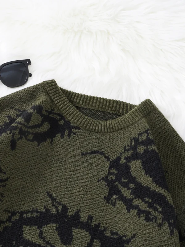 Winter Abstract Eye Jacquard Pattern Sweater Men - Image 6