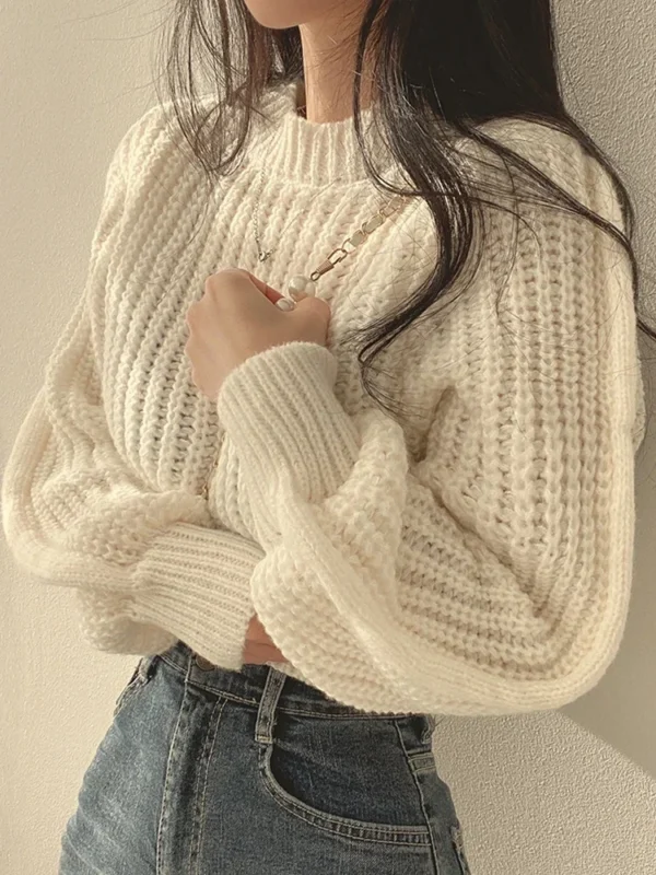 Loose Vintage Lantern Long Sleeve Women Sweater - Image 3