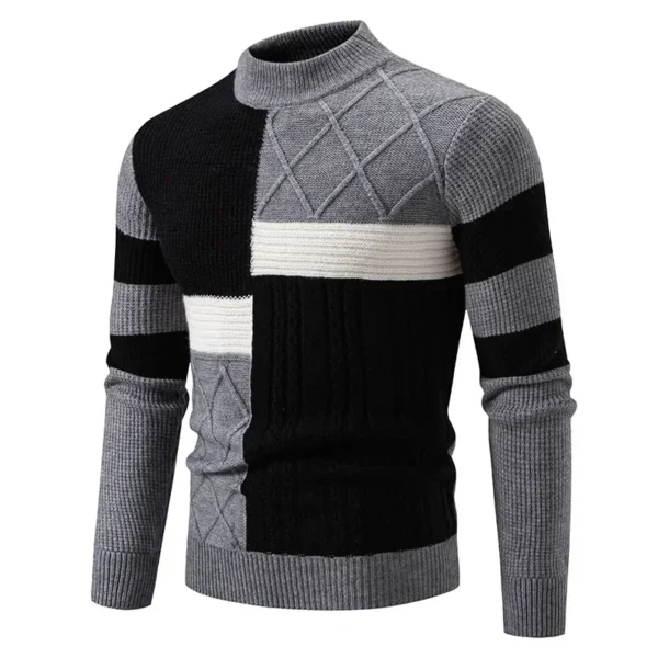 Men's New Autumn and Winter Casual Warm Color Block Sweater - Image 4