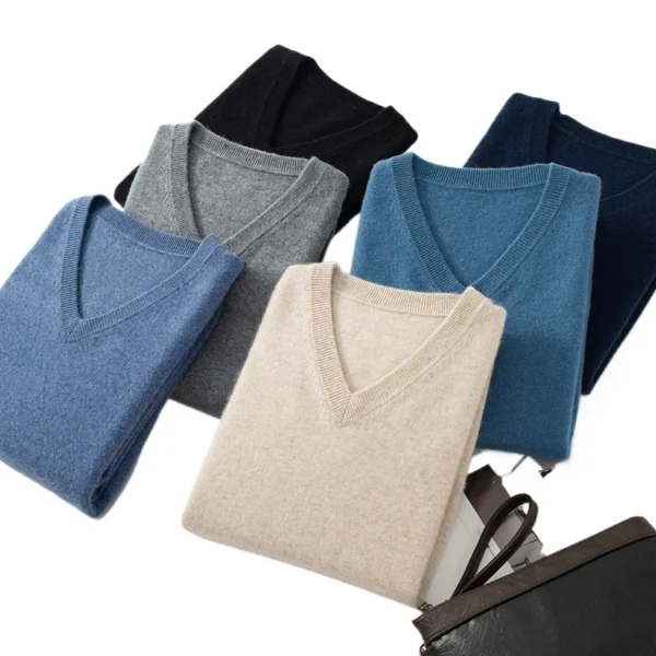 Men's Sweaters V-neck Cashmere - Image 2