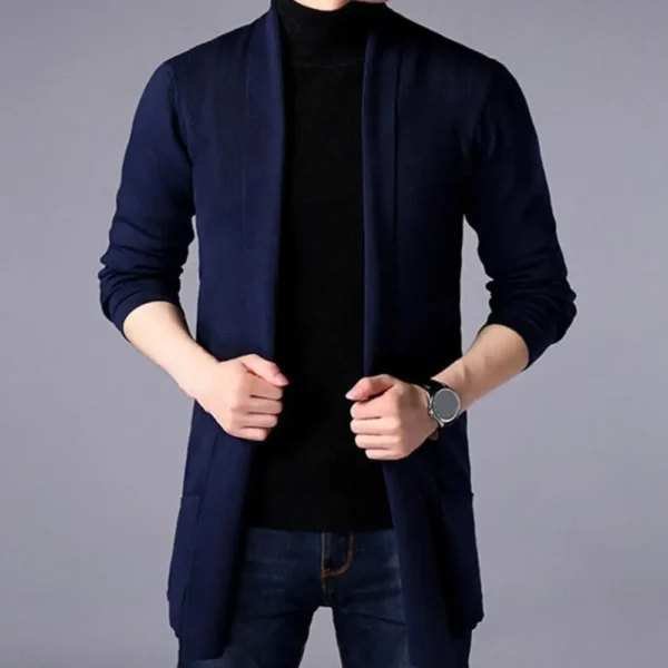 Practical Long Sleeve Slim Fit Men Sweater Coat - Image 5