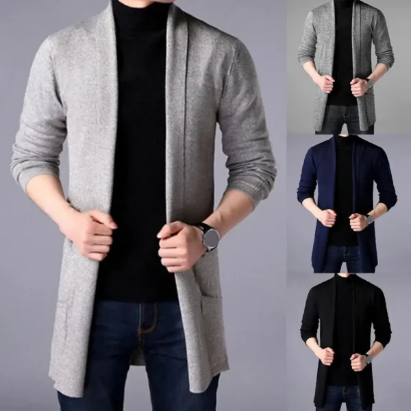 Practical Long Sleeve Slim Fit Men Sweater Coat - Image 3