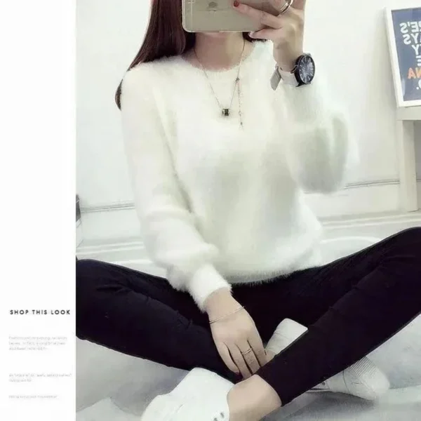 Winter Imitate Mink Wool Hot Elastic Casual Sweater Women - Image 6