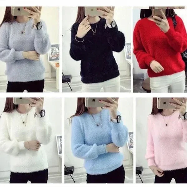 Winter Imitate Mink Wool Hot Elastic Casual Sweater Women - Image 2