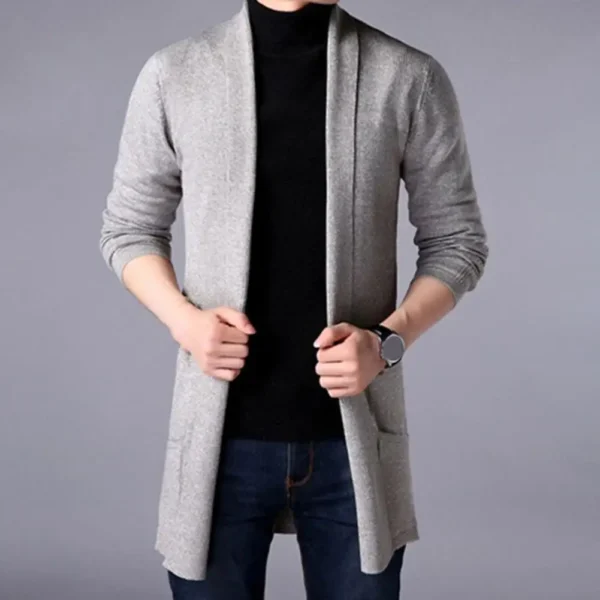 Practical Long Sleeve Slim Fit Men Sweater Coat - Image 4