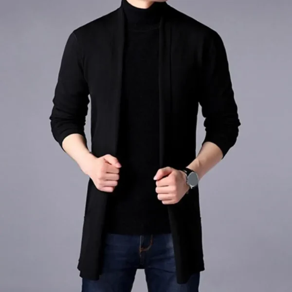 Practical Long Sleeve Slim Fit Men Sweater Coat - Image 6