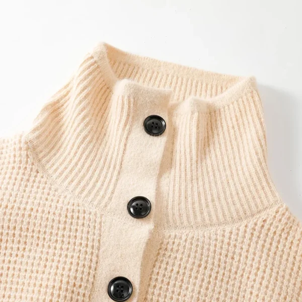 Half Turtleneck Button Up Sweater Coat for Men - Image 5