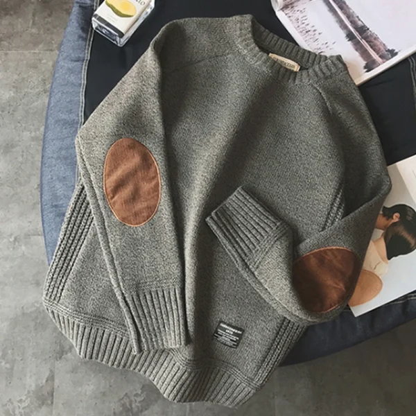 New Men Fashion Patch Knitted Sweater