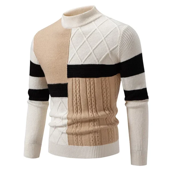 Men's New Autumn and Winter Casual Warm Color Block Sweater - Image 5