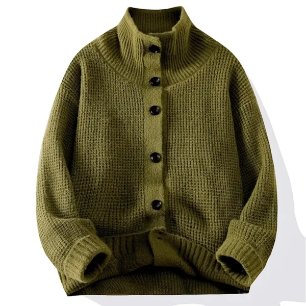 Half Turtleneck Button Up Sweater Coat for Men